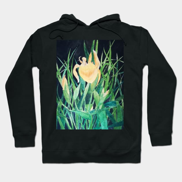 Yellow irises watercolour painting Hoodie by esvb